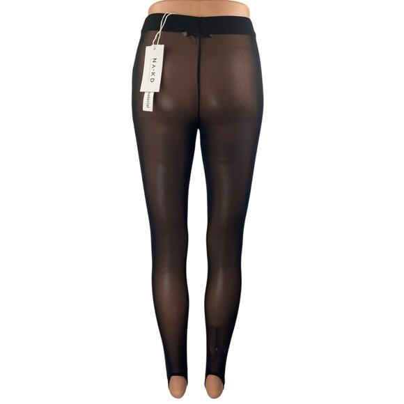 NEW NA-KD Womens Black Mesh See Trough Sheer High Waist Tight Leggings Pants XXS - Picture 3 of 4